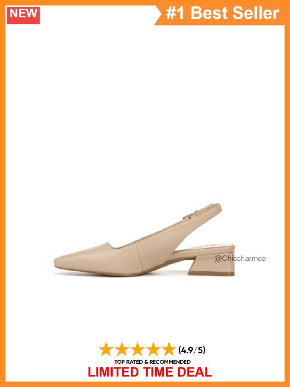 Naturalizer Ginger Slingback Pump Synthetic Block Heel Snip Toe